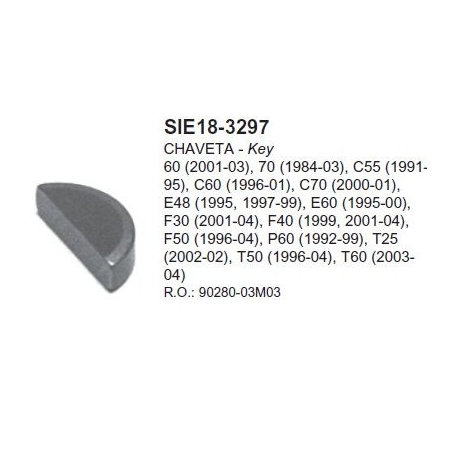 Yamaha 9.9 & 15 pk impeller spie voor impeller GLM89619 en GLM89890 (productnummer 90280-03M03)